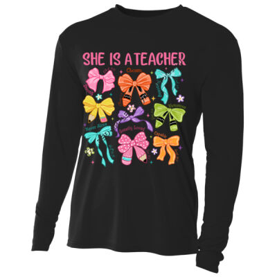 She is a Teacher T99-026 - Adult Cooling Performance Long Sleeve Tee Thumbnail