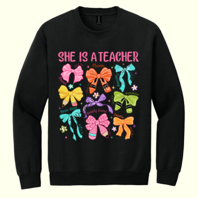 She is a Teacher T99-026 - Heavy Blend Crewneck Sweatshirt Thumbnail