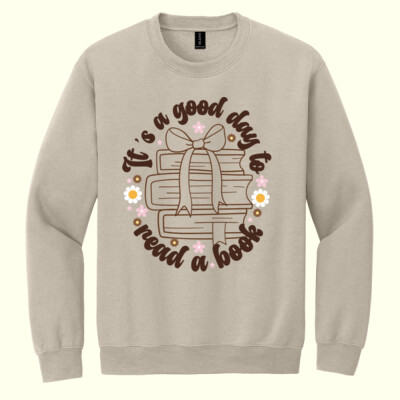 Good Day to Read a Book T99-029 - Heavy Blend Crewneck Sweatshirt Thumbnail