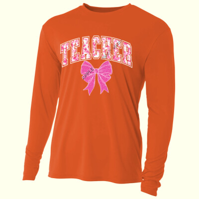 Cute Teacher Bow T99-018 - Adult Cooling Performance Long Sleeve Tee Thumbnail