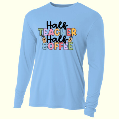 Half Teacher Half Coffee T99-038 - Adult Cooling Performance Long Sleeve Tee Thumbnail