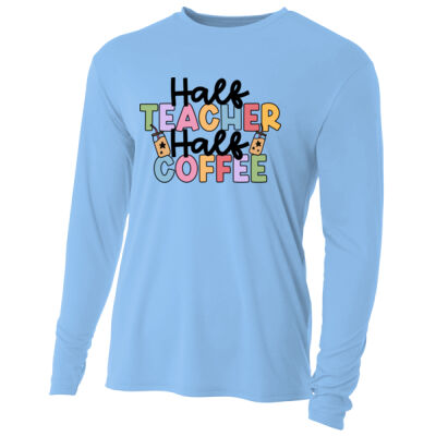 Half Teacher Half Coffee T99-038 - Adult Cooling Performance Long Sleeve Tee Thumbnail