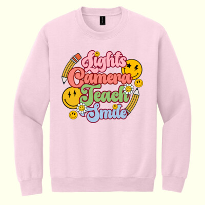 Lights Camera Teach Smile T99-044 - Heavy Blend Crewneck Sweatshirt Thumbnail