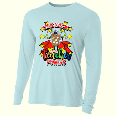 Coffee Gives me Teacher Powers T99-045 - Adult Cooling Performance Long Sleeve Tee Thumbnail