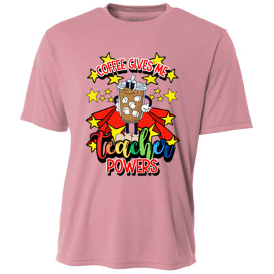Coffee Gives me Teacher Powers T99-045 - Adult Cooling Performance Short Sleeve Tee Thumbnail