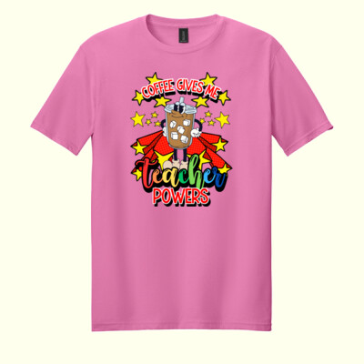 Coffee Gives me Teacher Powers T99-045 - Adult Softstyle ® T Shirt Thumbnail