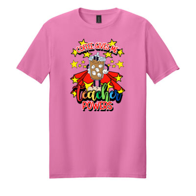 Coffee Gives me Teacher Powers T99-045 - Adult Softstyle ® T Shirt Thumbnail
