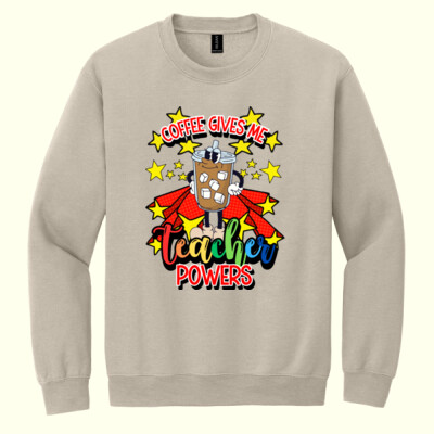 Coffee Gives me Teacher Powers T99-045 - Heavy Blend Crewneck Sweatshirt Thumbnail