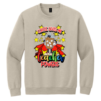 Coffee Gives me Teacher Powers T99-045 - Heavy Blend Crewneck Sweatshirt Thumbnail
