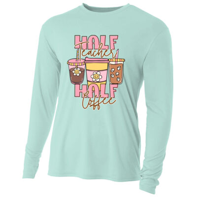 Half Teacher Half Coffee T99-051 - Adult Cooling Performance Long Sleeve Tee Thumbnail
