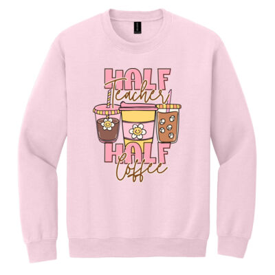 Half Teacher Half Coffee T99-051 - Heavy Blend Crewneck Sweatshirt Thumbnail