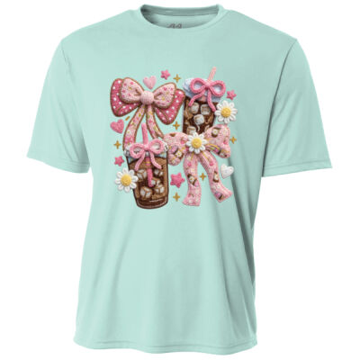 Coffee Faux Crochet T99-058 - Adult Cooling Performance Short Sleeve Tee Thumbnail