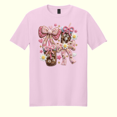 Coffee Faux Crochet T99-058 - Adult Softstyle ® T Shirt Thumbnail