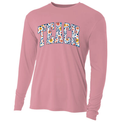 Teacher Varsity Flowers T99-061 - Adult Cooling Performance Long Sleeve Tee Thumbnail