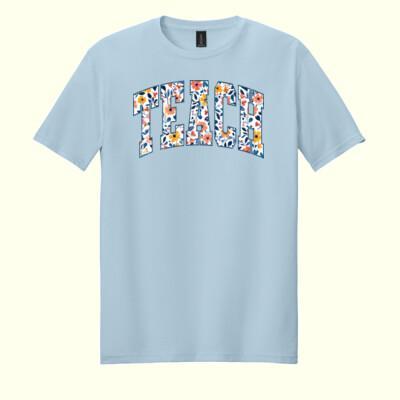 Teacher Varsity Flowers T99-061 - Adult Softstyle ® T Shirt Thumbnail