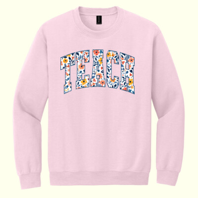 Teacher Varsity Flowers T99-061 - Heavy Blend Crewneck Sweatshirt Thumbnail