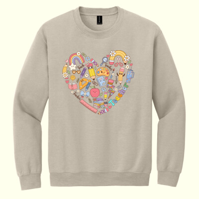 Teacher Heart T99-062 - Heavy Blend Crewneck Sweatshirt Thumbnail