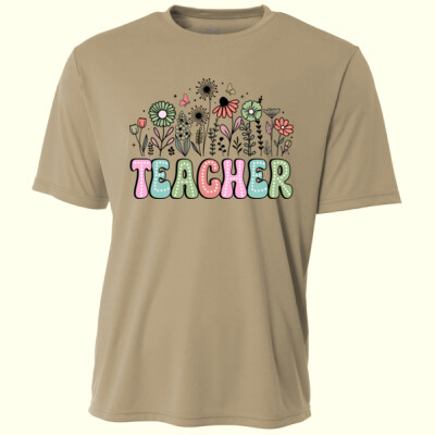 Teacher Vintage Flowers T99-066 - Adult Cooling Performance Short Sleeve Tee Thumbnail