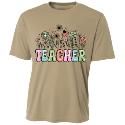 Teacher Vintage Flowers T99-066 - Adult Cooling Performance Short Sleeve Tee Thumbnail