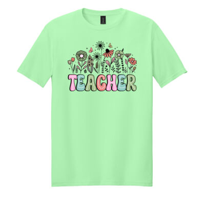 Teacher Vintage Flowers T99-066 - Adult Softstyle ® T Shirt Thumbnail