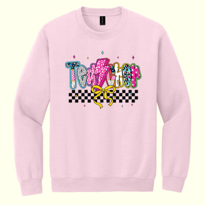 Teacher Checkered T99-069 - Heavy Blend Crewneck Sweatshirt Thumbnail