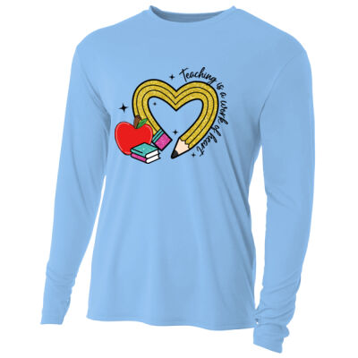 Teacher Pencil Heart T99-073 - Adult Cooling Performance Long Sleeve Tee Thumbnail