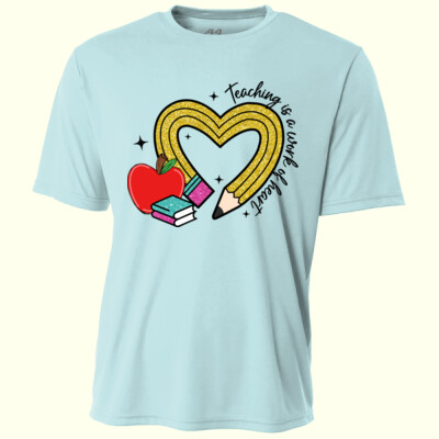 Teacher Pencil Heart T99-073 - Adult Cooling Performance Short Sleeve Tee Thumbnail
