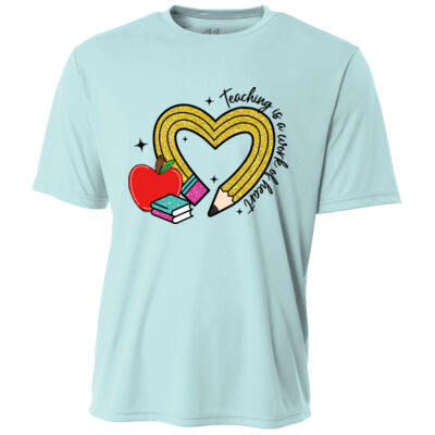 Teacher Pencil Heart T99-073 - Adult Cooling Performance Short Sleeve Tee Thumbnail