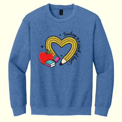 Teacher Pencil Heart T99-073 - Heavy Blend Crewneck Sweatshirt Thumbnail