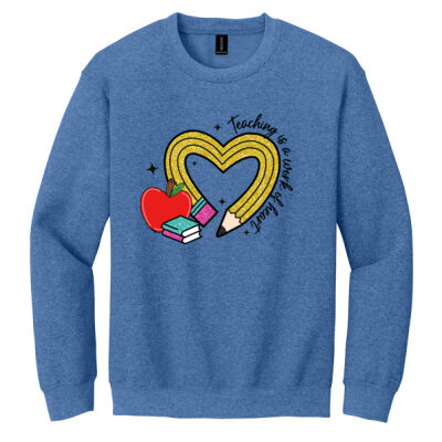 Teacher Pencil Heart T99-073 - Heavy Blend Crewneck Sweatshirt Thumbnail