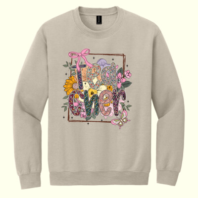 Teacher Vintage Flowers T99-074 - Heavy Blend Crewneck Sweatshirt Thumbnail