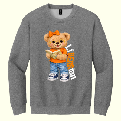 LiBEARian Orange and White 84-010 - Heavy Blend Crewneck Sweatshirt Thumbnail