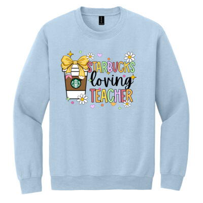 Teacher Loving Starbucks 99-125 - Heavy Blend Crewneck Sweatshirt Thumbnail