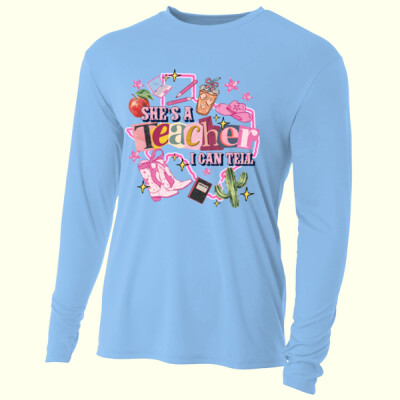 She's a Teacher I can Tell 99-134 - Adult Cooling Performance Long Sleeve Tee Thumbnail