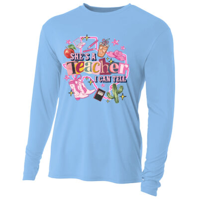 She's a Teacher I can Tell 99-134 - Adult Cooling Performance Long Sleeve Tee Thumbnail