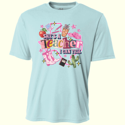 She's a Teacher I can Tell 99-134 - Adult Cooling Performance Short Sleeve Tee Thumbnail