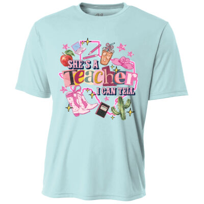 She's a Teacher I can Tell 99-134 - Adult Cooling Performance Short Sleeve Tee Thumbnail