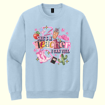 She's a Teacher I can Tell 99-134 - Heavy Blend Crewneck Sweatshirt Thumbnail