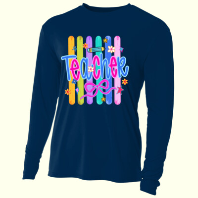 Teacher Lines 99-138 - Adult Cooling Performance Long Sleeve Tee Thumbnail