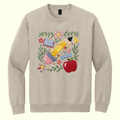 Teacher Items Faux Embroidered 99-141 - Heavy Blend Crewneck Sweatshirt Thumbnail