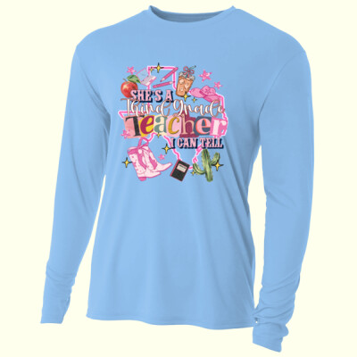 She's a Third Grade Teacher 89-104 - Adult Cooling Performance Long Sleeve Tee Thumbnail