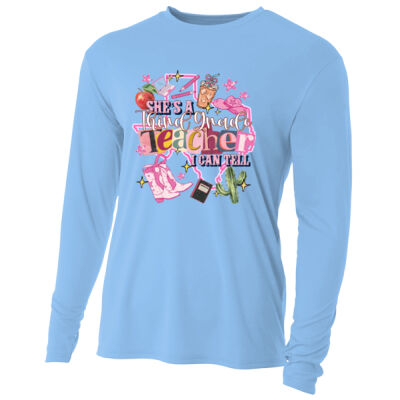She's a Third Grade Teacher 89-104 - Adult Cooling Performance Long Sleeve Tee Thumbnail