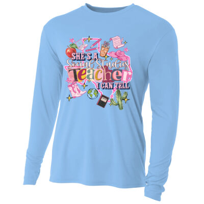 She's a Social Studies Teacher 83-300 - Adult Cooling Performance Long Sleeve Tee Thumbnail