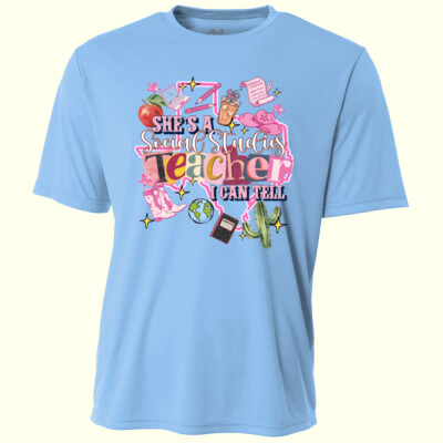 She's a Social Studies Teacher 83-300 - Adult Cooling Performance Short Sleeve Tee Thumbnail