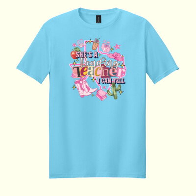 She's a Reading Teacher 83-100 - Adult Softstyle ® T Shirt Thumbnail