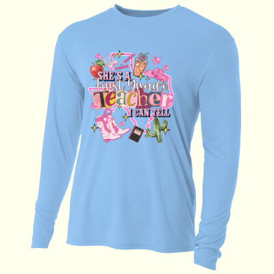 She's a First Grade Teacher 89-105 - Adult Cooling Performance Long Sleeve Tee Thumbnail