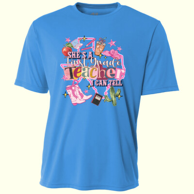 She's a First Grade Teacher 89-105 - Adult Cooling Performance Short Sleeve Tee Thumbnail