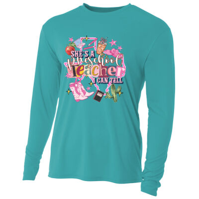 She's a Preschool Teacher - Adult Cooling Performance Long Sleeve Tee Thumbnail