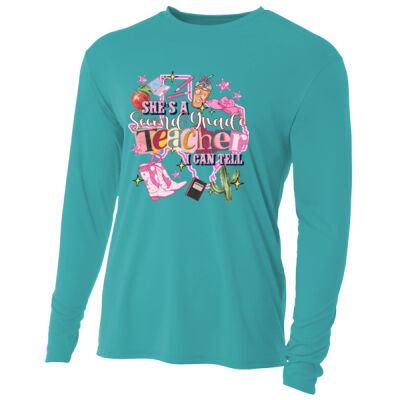 She's a Second Grade Teacher - Adult Cooling Performance Long Sleeve Tee Thumbnail
