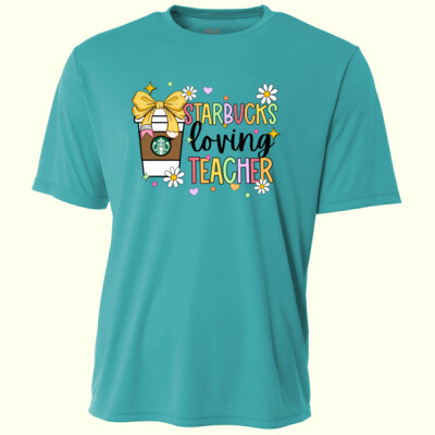 Starbucks Loving Teacher 99-125 - Adult Cooling Performance Short Sleeve Tee Thumbnail